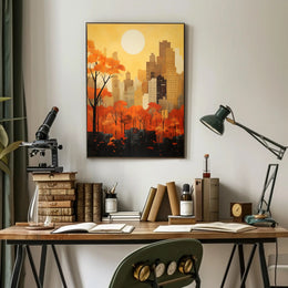 Cityscape Meets Nature in Vibrant Urban Artistry Poster