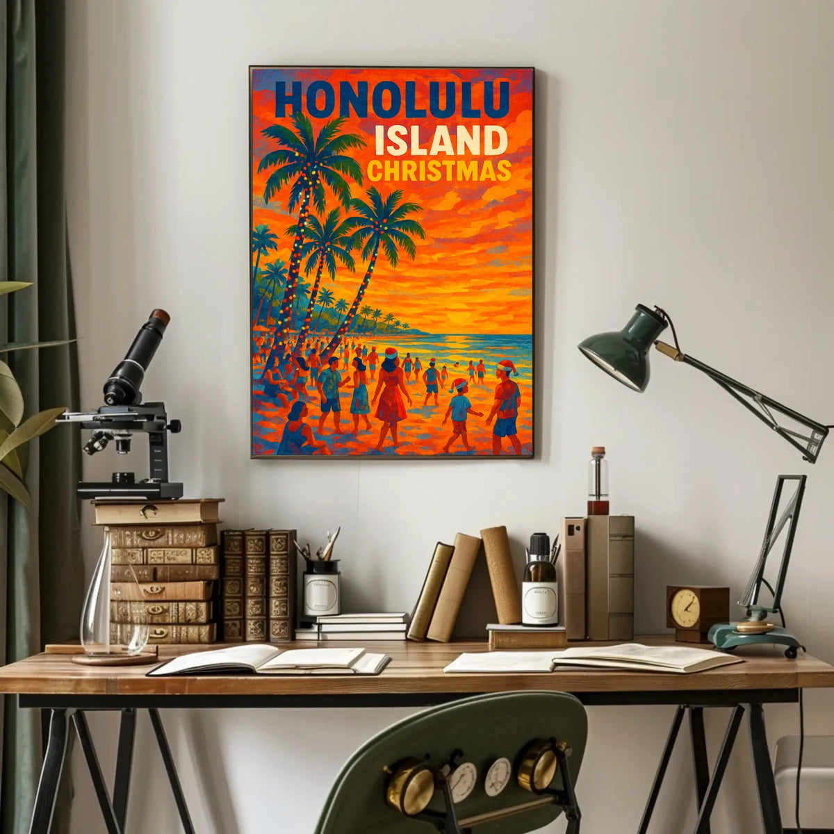 Honolulu Island Christmas Poster