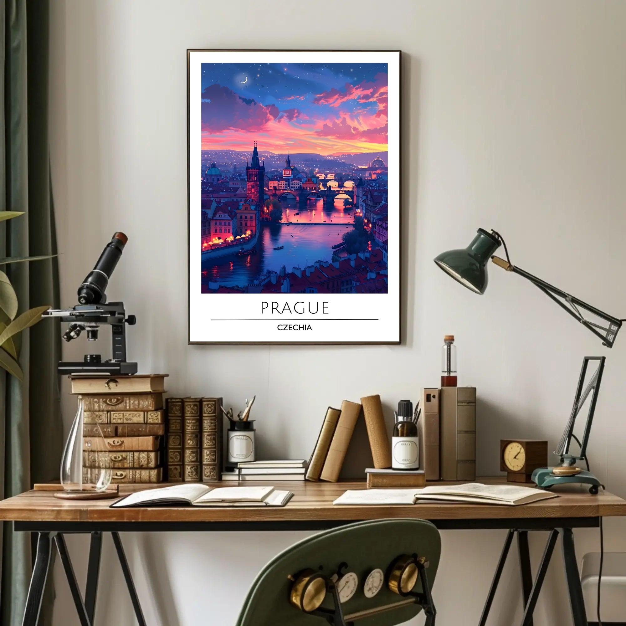 Romantic Twilight Prague View Urban or Cityscape Poster