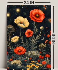 Floral Nightscape: Enchanted Poppies Fantasy or Mythology Poster