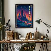 Illinois Skyline Vintage Design Urban or Cityscape Poster