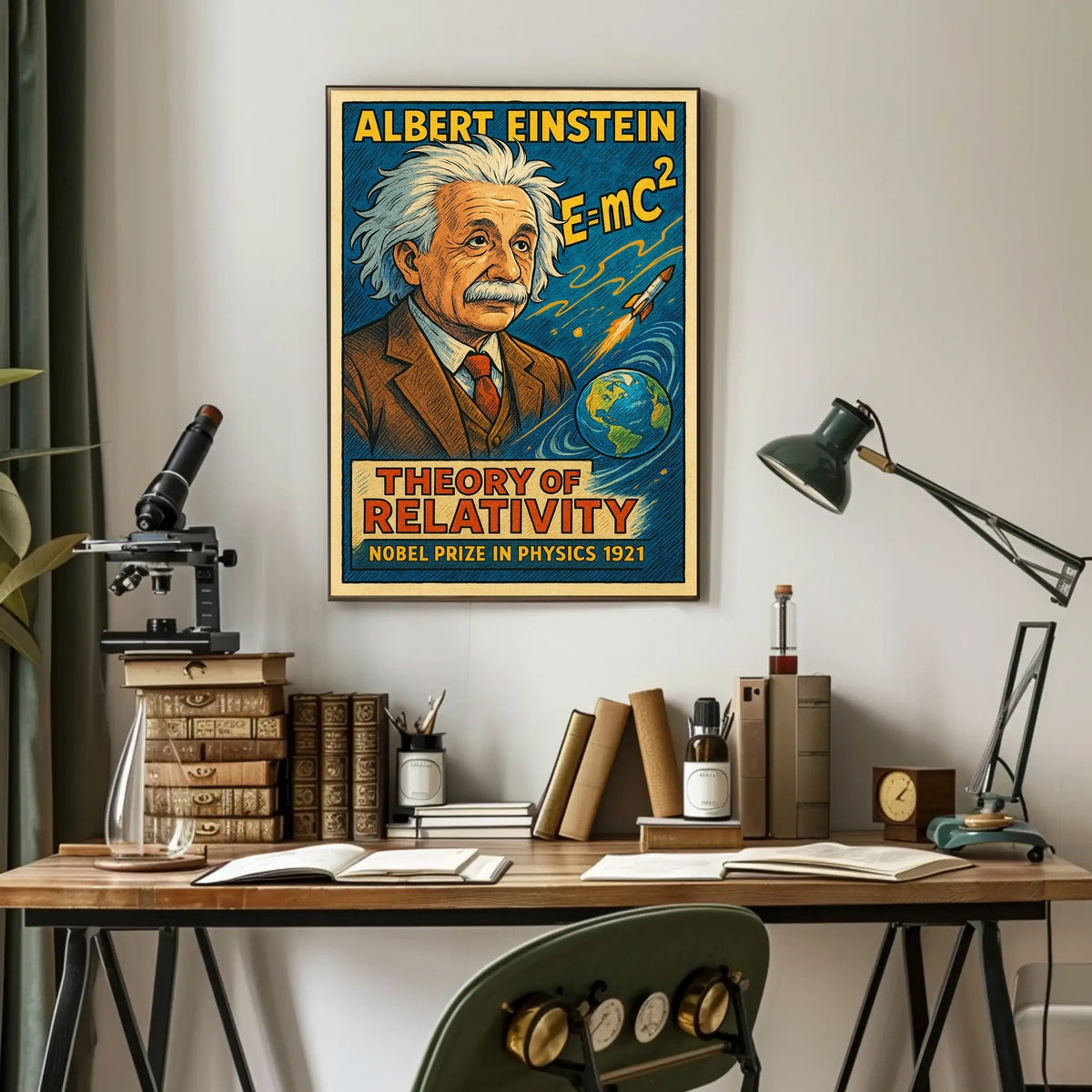 Einstein Vintage Scholarly Portrait Poster