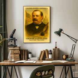 Grover Cleveland 22nd President of the United States Vintage Watercolor Poster