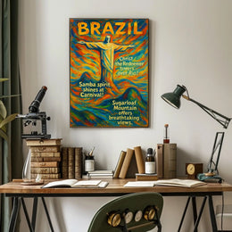 Brazilian Carnival Vibes: Rio Landmarks Art Poster