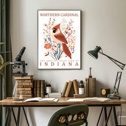 Northern Cardinal Indiana State Bird Art Poster