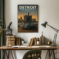 Detroit The Motor City Vintage Poster Print PosterGoat