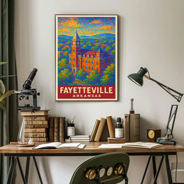 Fayetteville Landmark Pointillism Heritage Poster