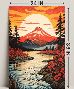 Majestic Mountain Sunset Poster PosterGoat