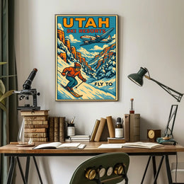 Fly to Utah Ski Resorts Poster