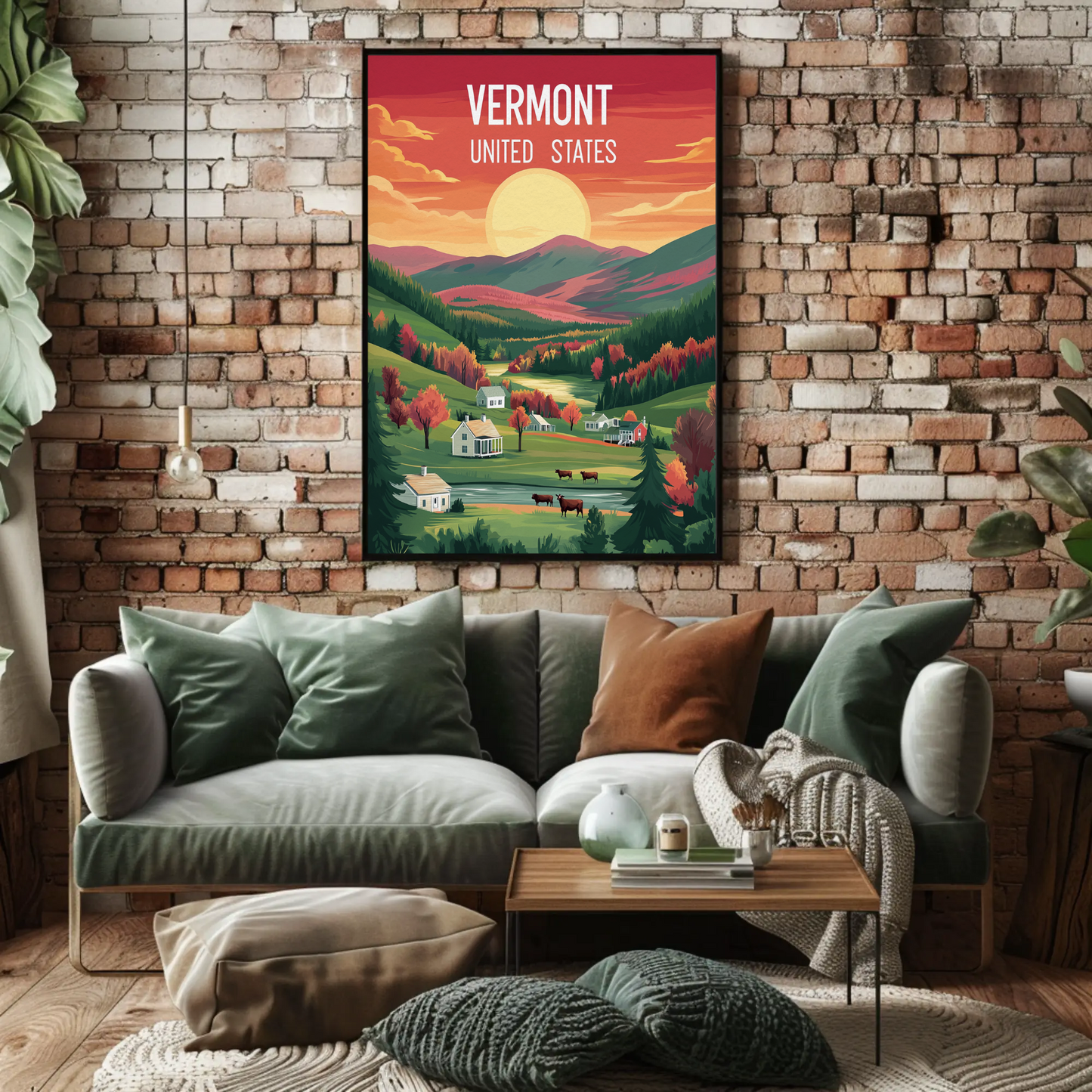 Vermont Vintage Poster - Sunset Valley