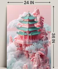 Floating Pagoda In The Clouds Poster PosterGoat