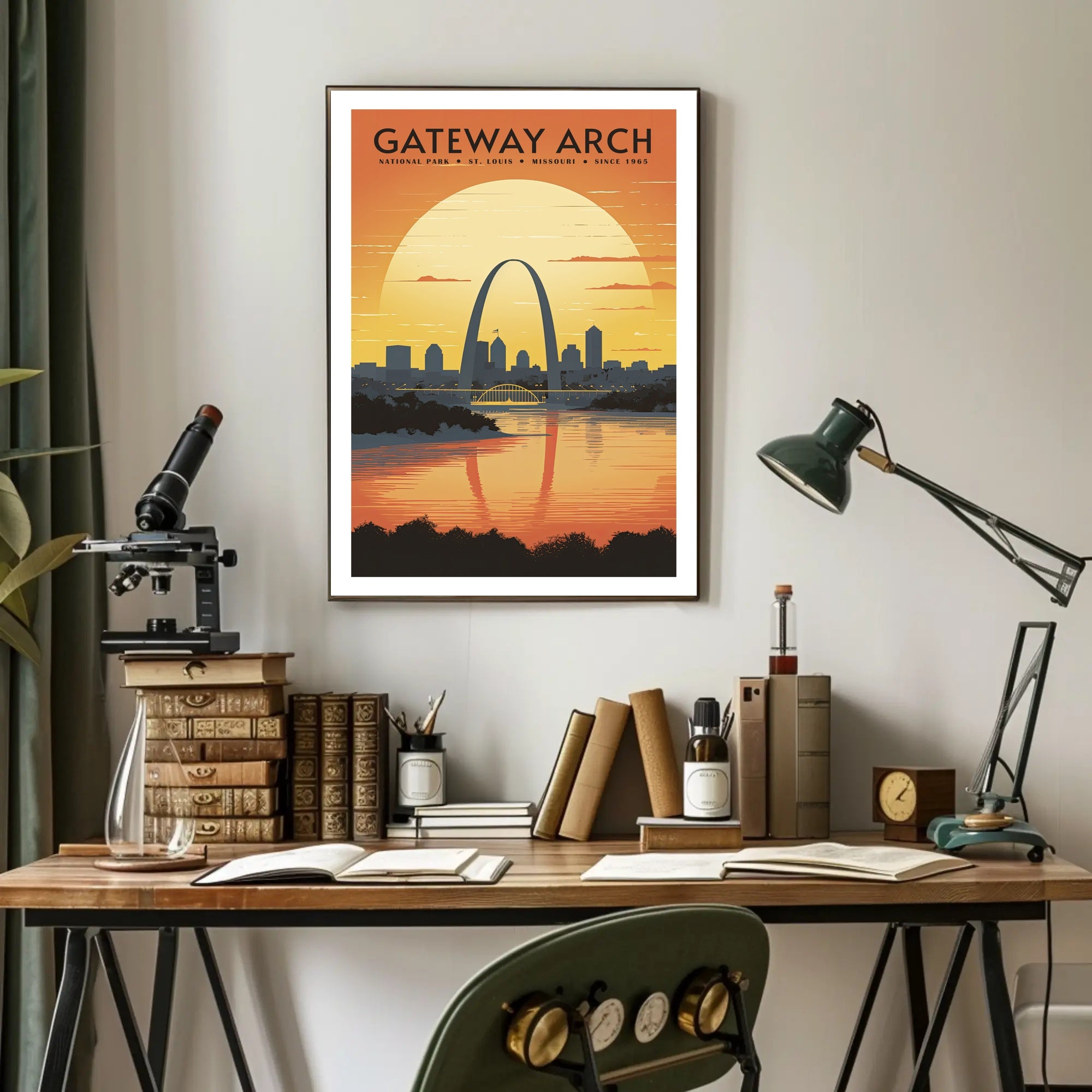 Gateway Arch Sunset Poster Travel Wall Art Print