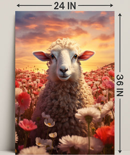 Serene Sheep At Sunset Poster PosterGoat