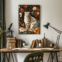 Majestic Snow Leopard Wall Art in Bloom