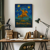 Cowboy Under Starry Sky Van Gogh Western Art Wild West Poster