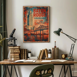 Baton Rouge Skyline Minimalist Wanderlust Poster