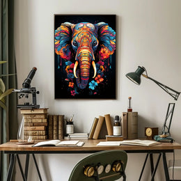 Elephant Art Poster: Vibrant Patterns and Colors