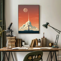 Rocket Launch At Dusk Poster