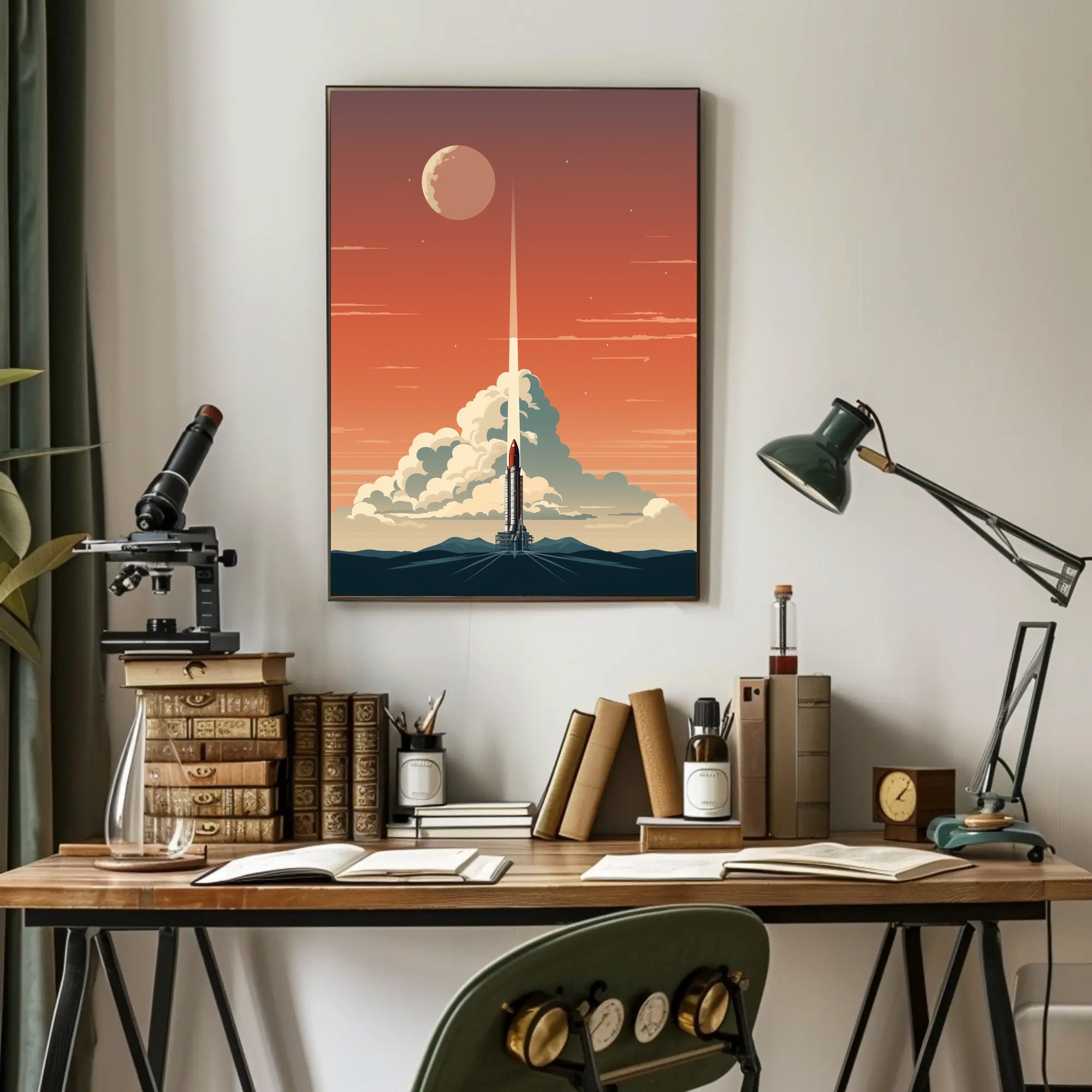 Rocket Launch At Dusk Poster