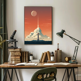 Rocket Launch At Dusk Poster