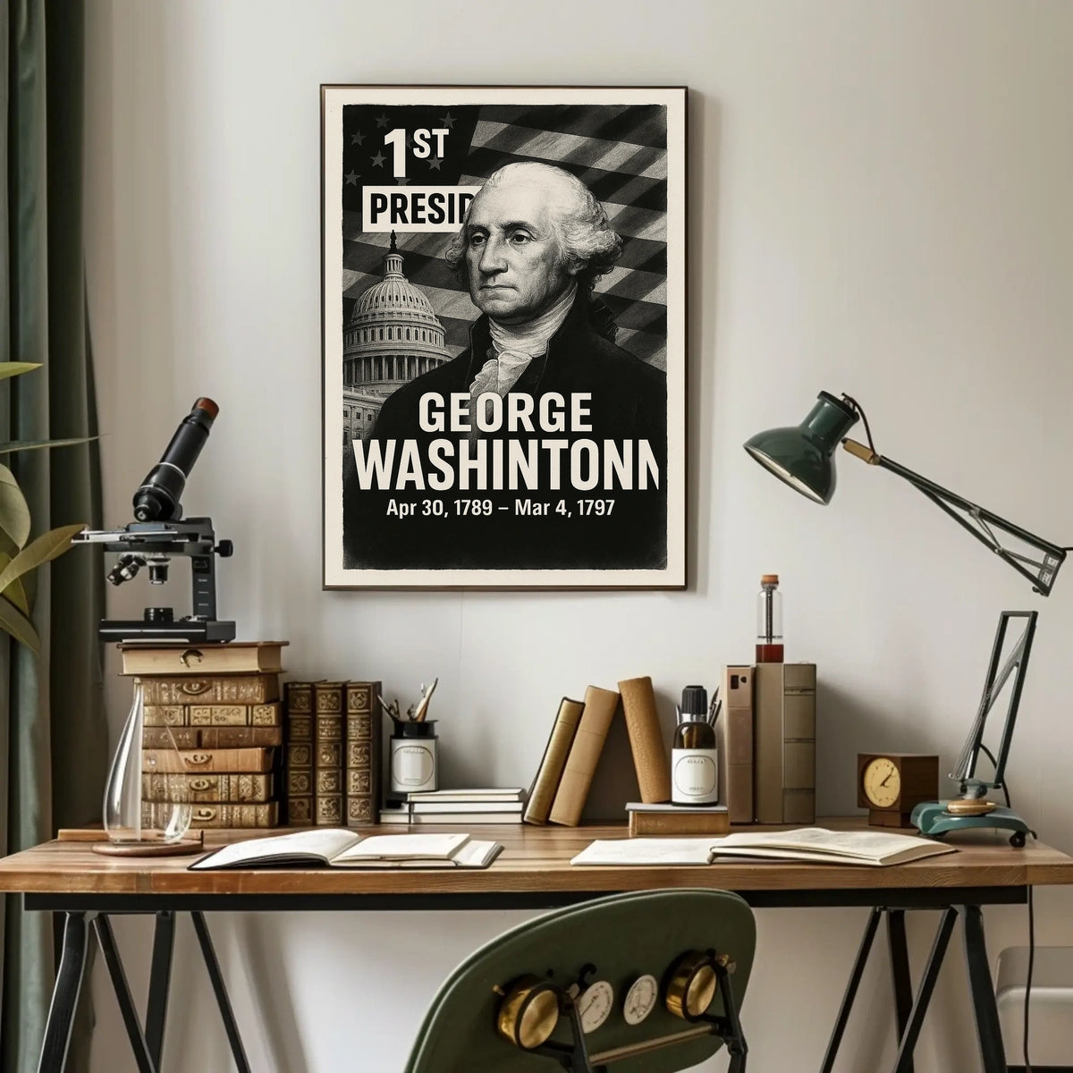 George Washington 1st President of the United States Digital Montaje Poster
