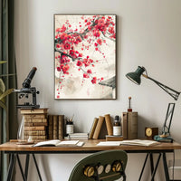 Cherry Blossoms Sumi-e Art: Cultural or Heritage Poster PosterGoat