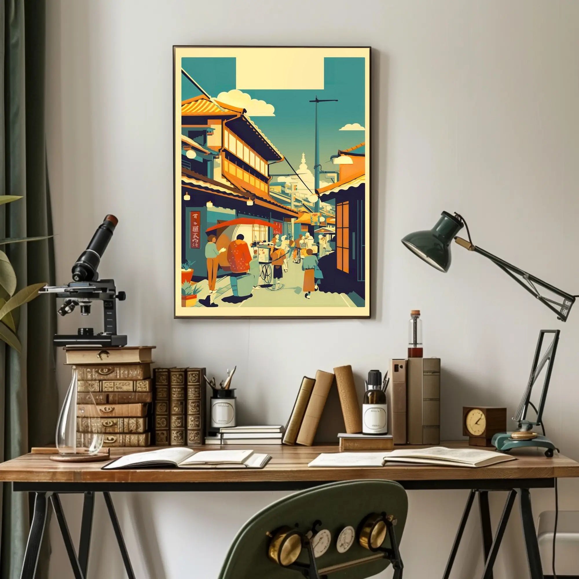 Vibrant Market Street: Asian Cultural Celebration Poster