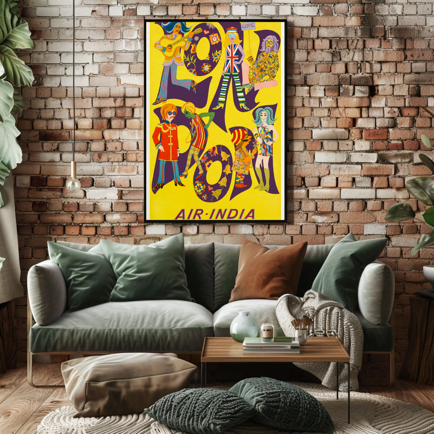 Air India London Groovy Mod Sixties Style Vintage Travel Poster
