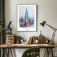 The Shard Watercolor London Urban or Cityscape Poster PosterGoat