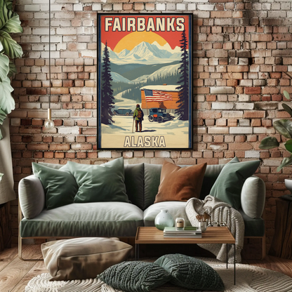 Fairbanks Alaska Scenic Wall Art Print Vintage Travel Poster