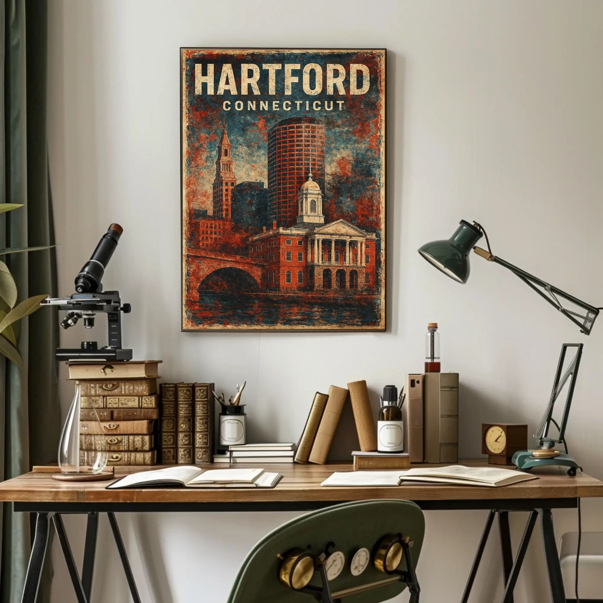 Hartford Cityscape Timeless Art Deco Poster