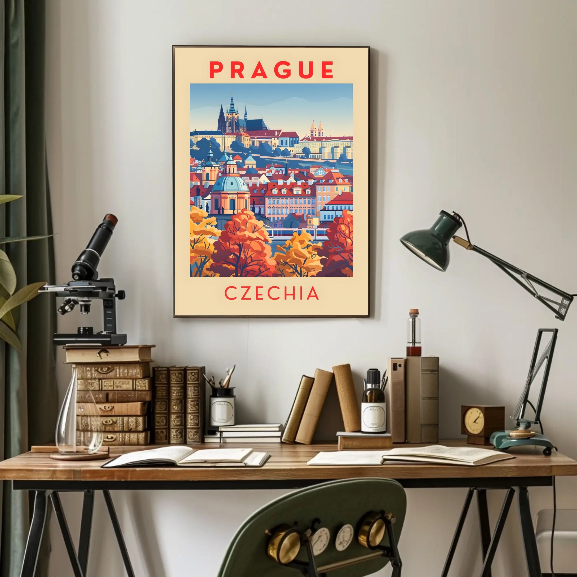 Stylized Historic Architecture of Prague Travel Poster