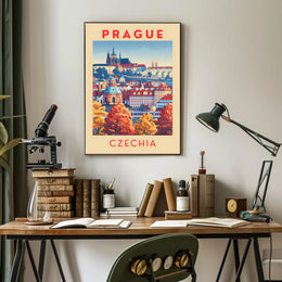 Stylized Historic Architecture of Prague Travel Poster
