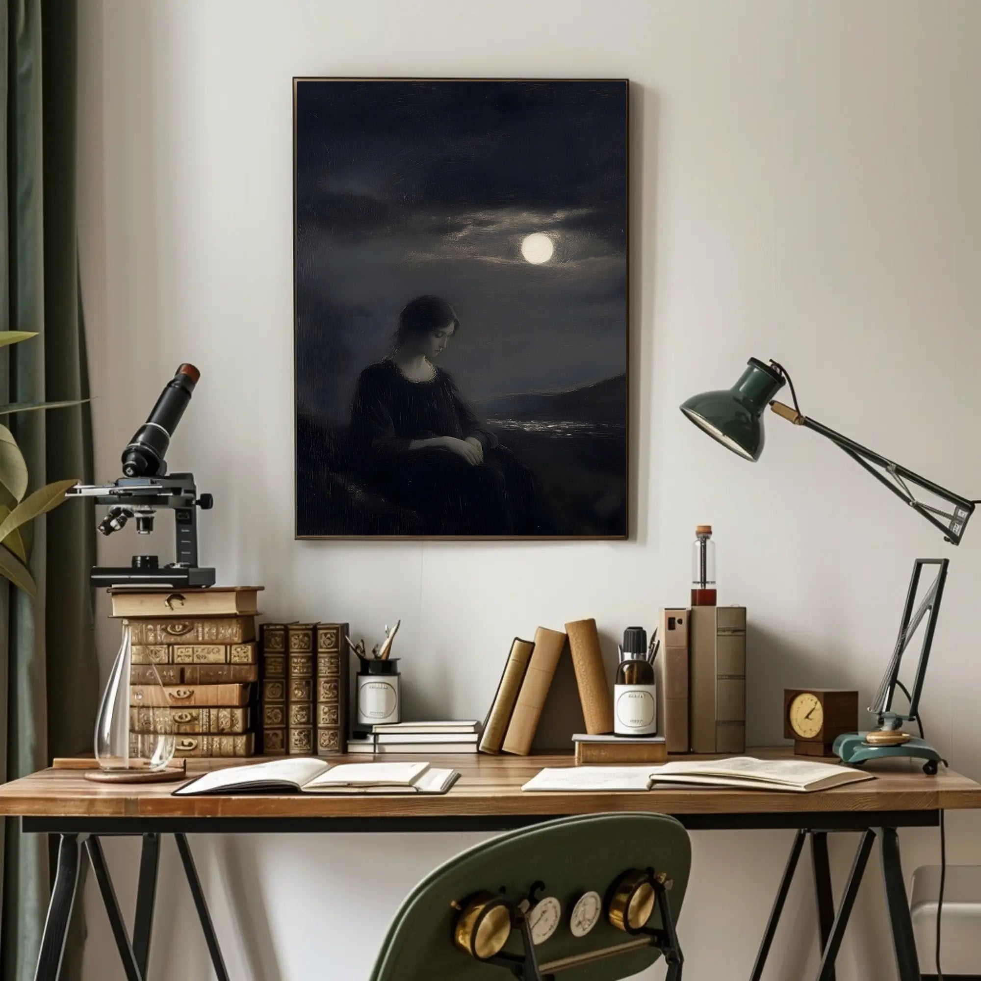 Mystical Moonlight Woman Artistic Poster PosterGoat