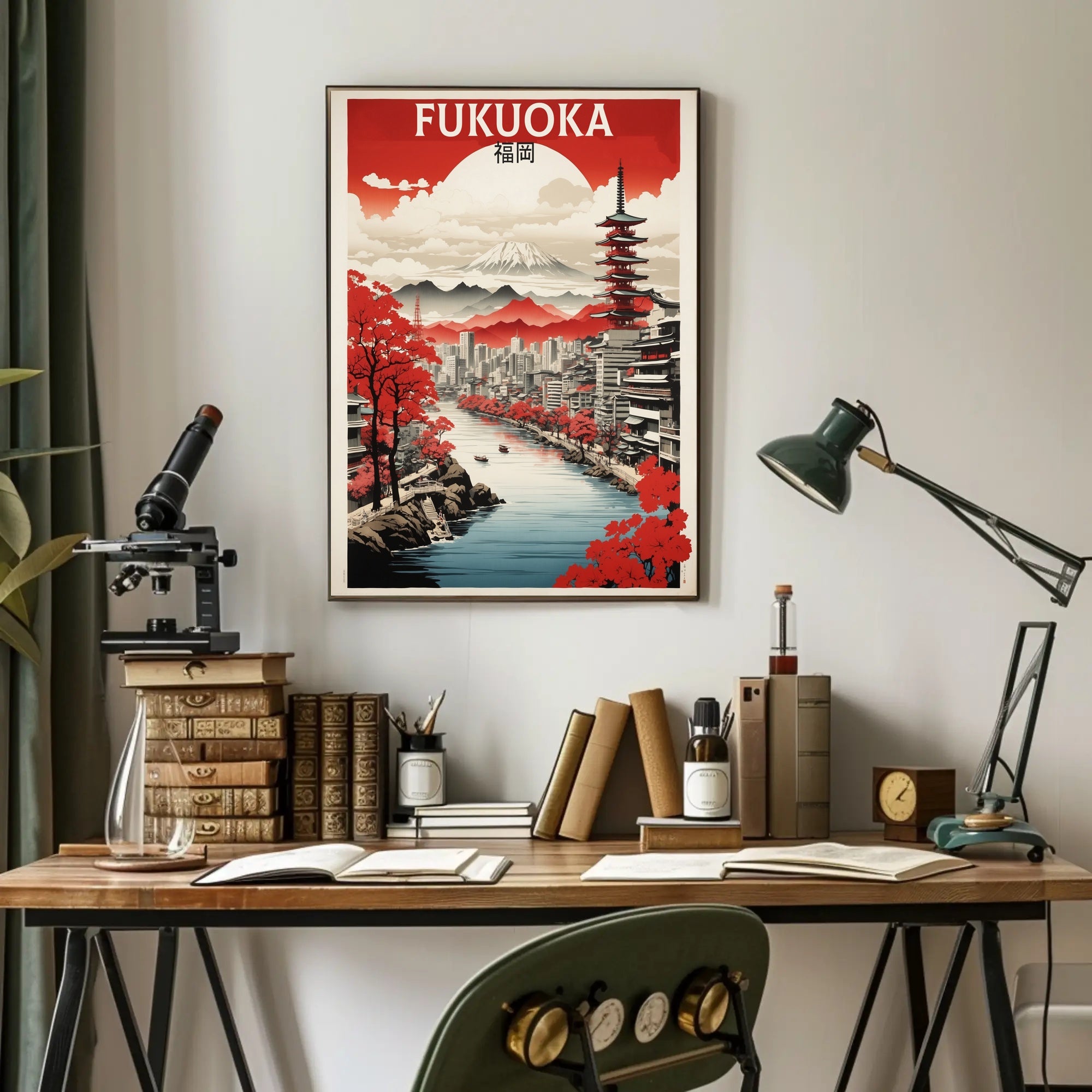 Fukuoka Cityscape Art Print Japanese Travel Poster