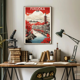 Fukuoka Cityscape Art Print Japanese Travel Poster