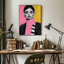 Vibrant Portrait Poster Modern Pink And Yellow Print