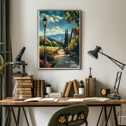 Napa Valley Vineyard Autumn Path Travel Poster
