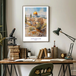 Jerusalem Architectural Watercolor Art Travel Poster PosterGoat