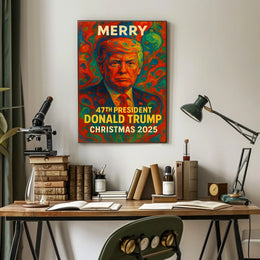 Merry 47th President Trump Christmas 2025 Political Poster