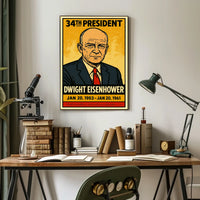 Dwight D. Eisenhower 34th President of the United States Inked Comic Style Poster