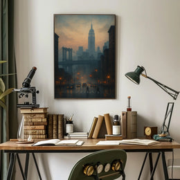 New York City Skyline Poster Abstract Moody Wall Art