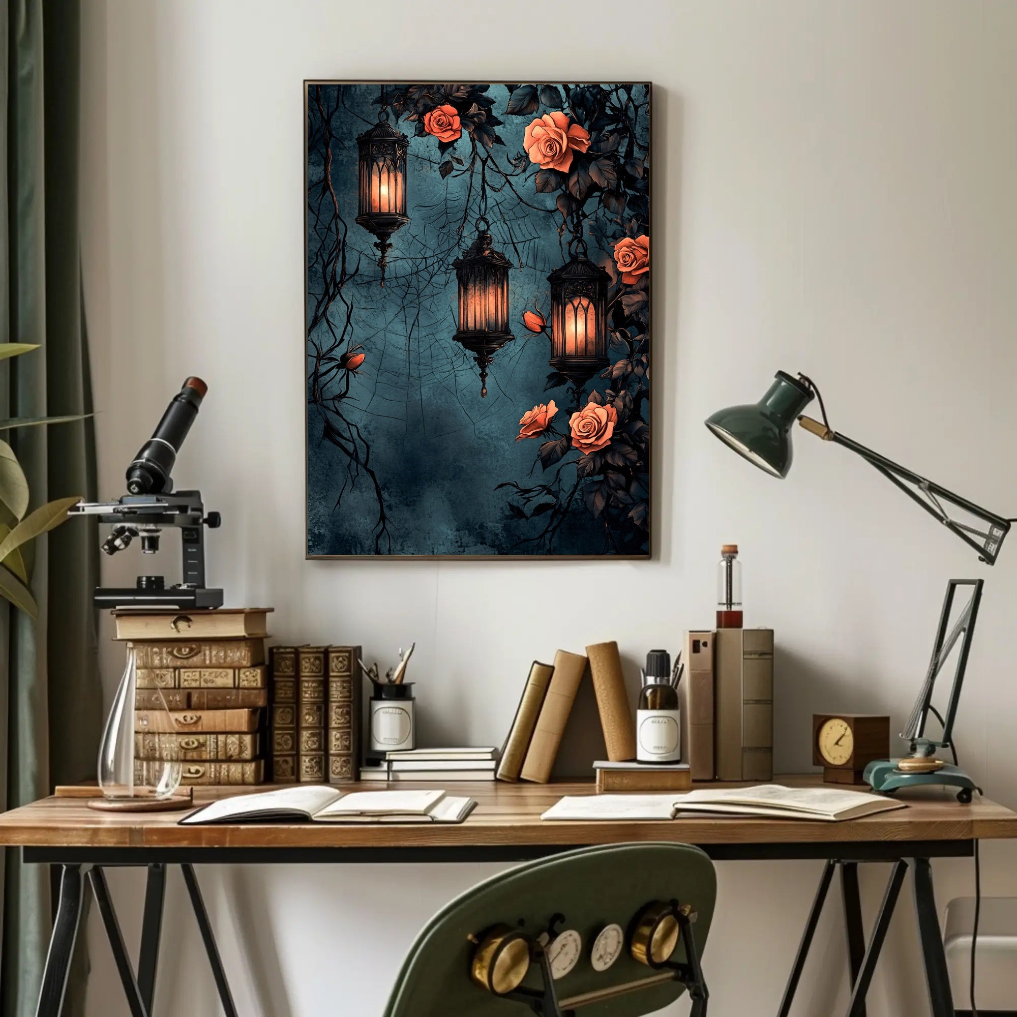 Enchanted Lanterns And Roses Poster