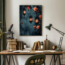 Enchanted Lanterns And Roses Poster