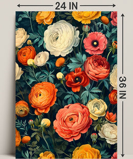 Floral Harmony in Modern Vintage Artistic Poster