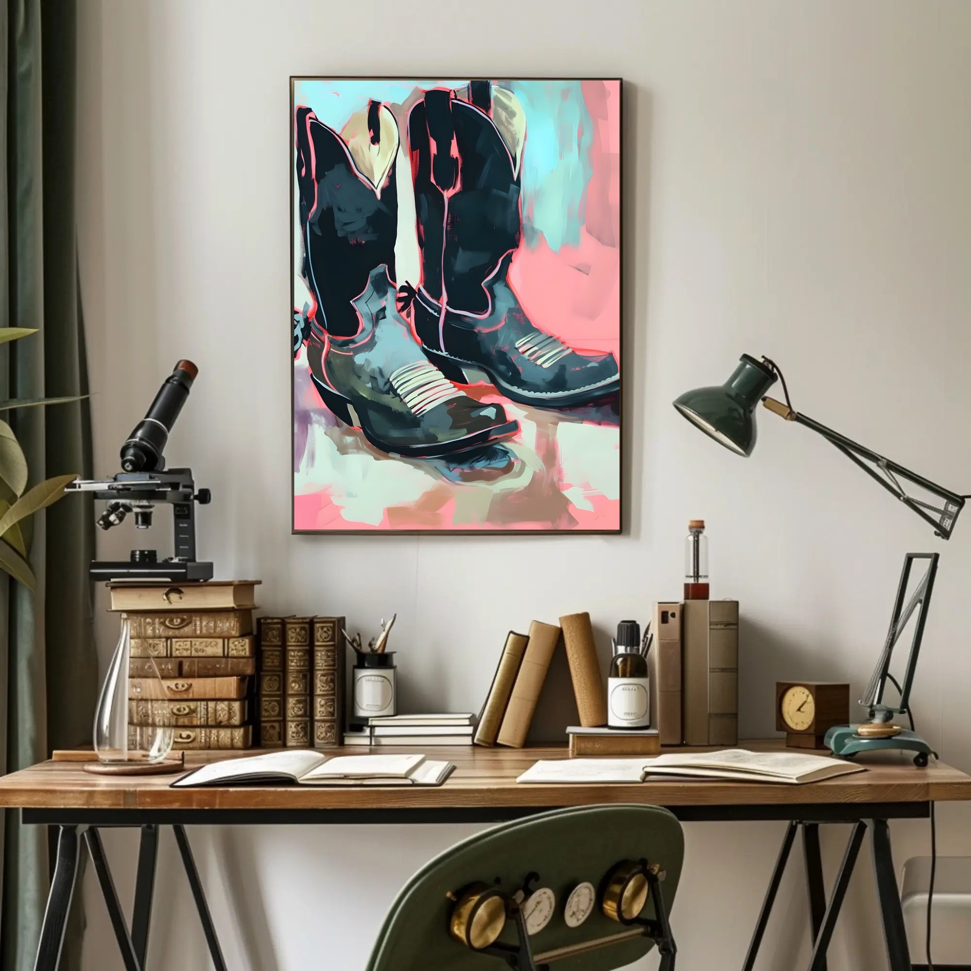 Cowboy Boots Poster Modern Abstract Art Print