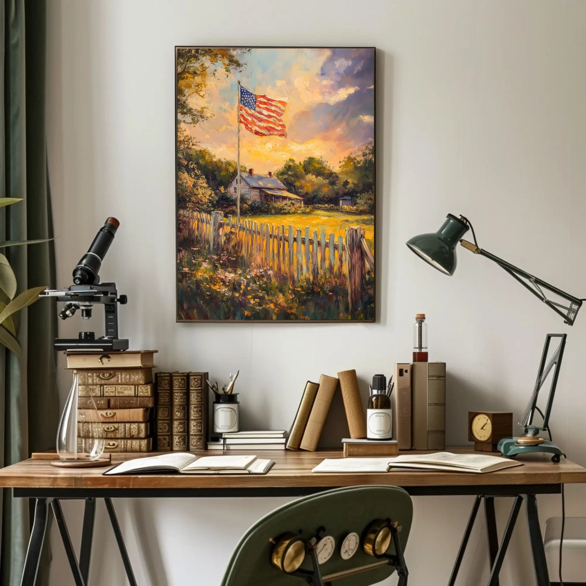 peaceful farmhouse landscape Poster