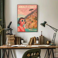 Amalfi Coast Vintage Travel Poster Wall Art Decor Print