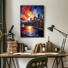 Vivid Cityscape At Sunset Poster