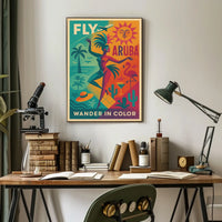 Aruba Travel Tropical Retro Artistic Poster